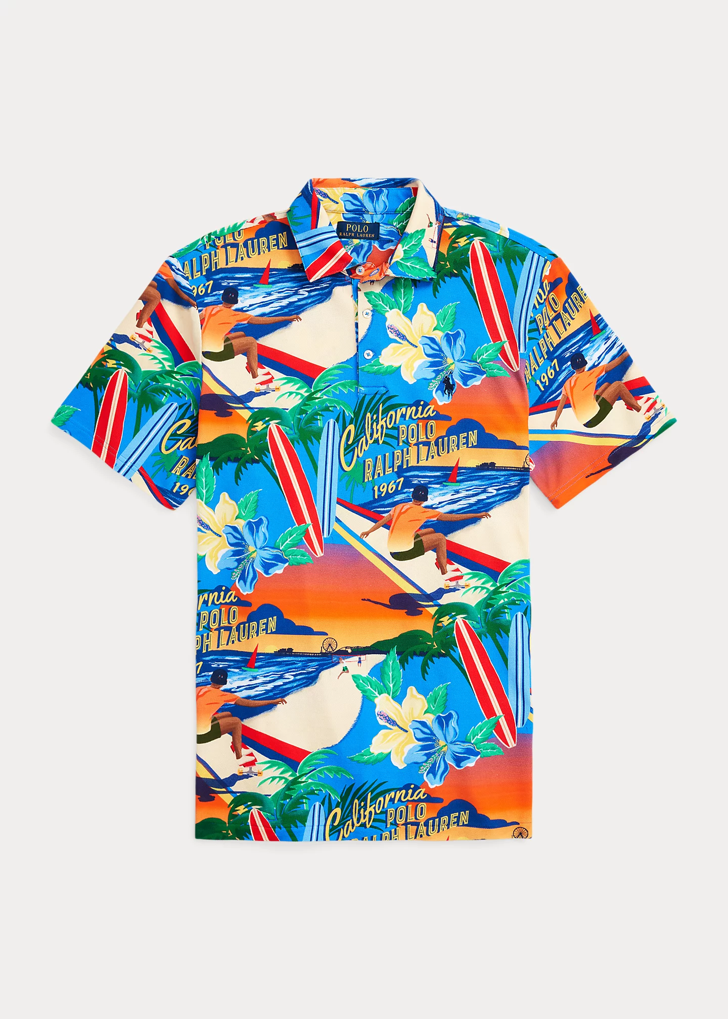 Classic Fit Printed Mesh Polo Shirt