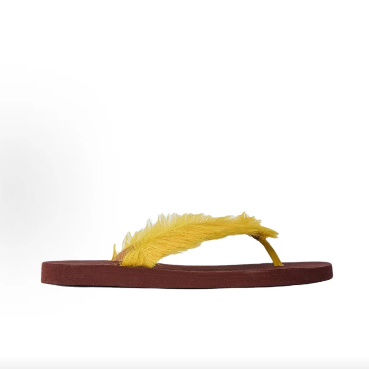 Marni Yellow Feather Trim Flip Flop Sandal