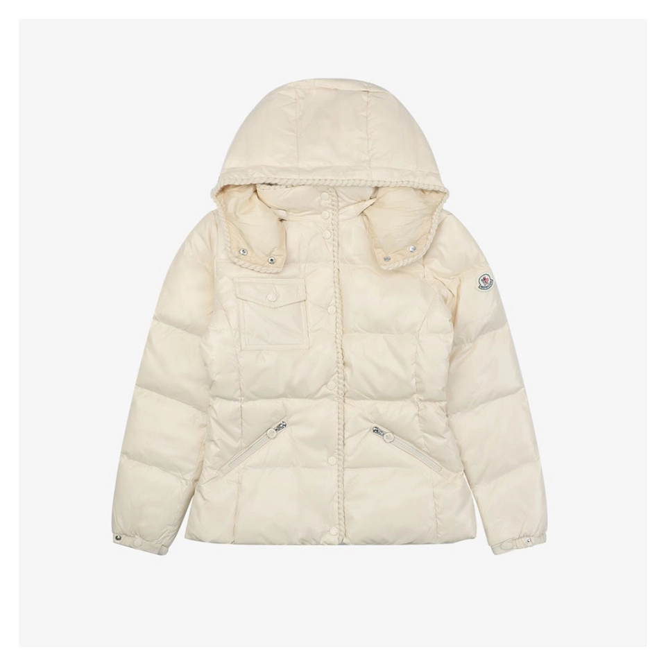 Mxxcler Glareins Woven-Trim Hooded Down Jacket # MS-598 (Red/White)