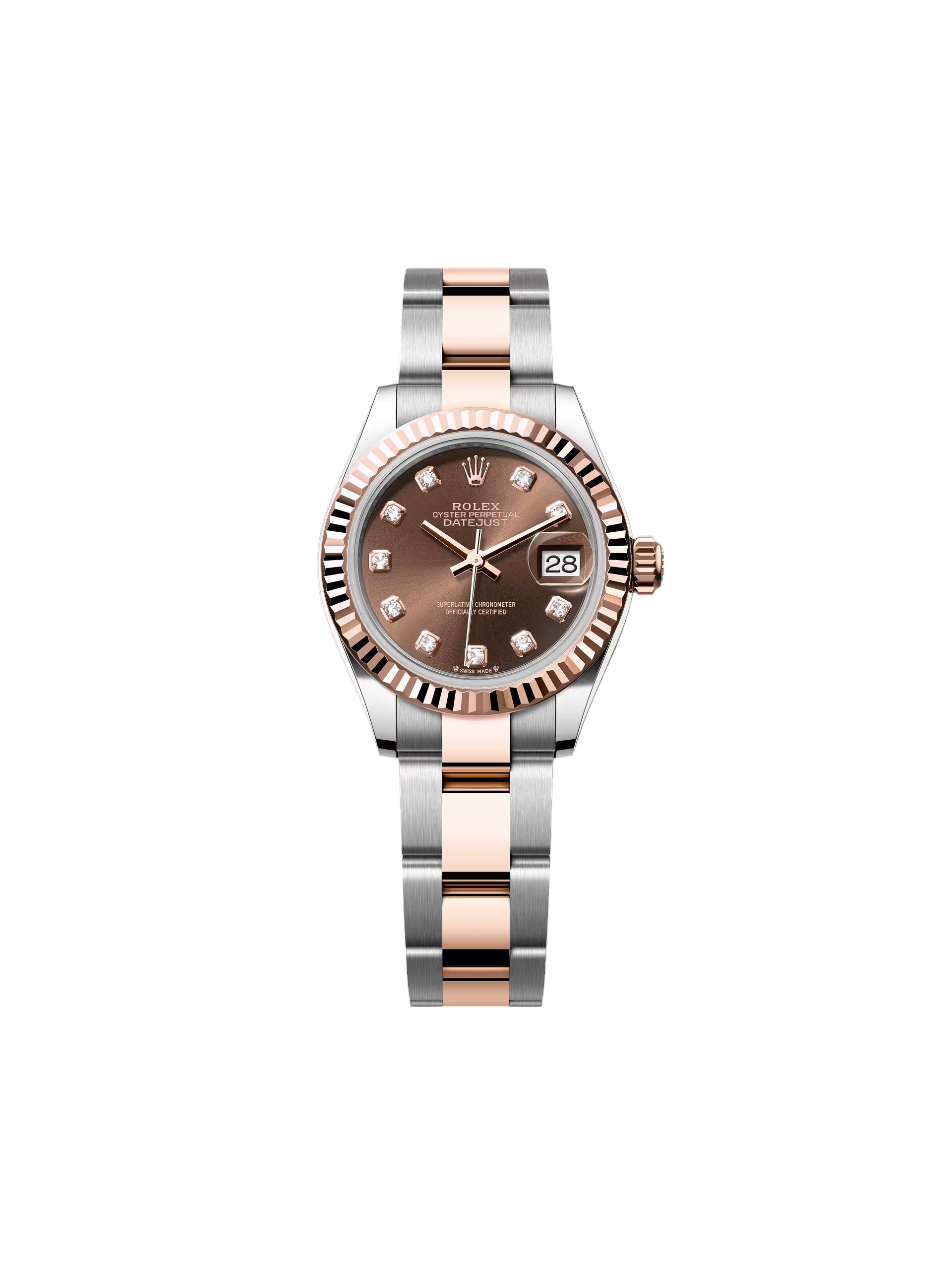 [2026 Mirror Grade]RLX Lady-Datejust 28mm 279171 Chocolate Diamond Oyster Stainless Steel and Rose Gold