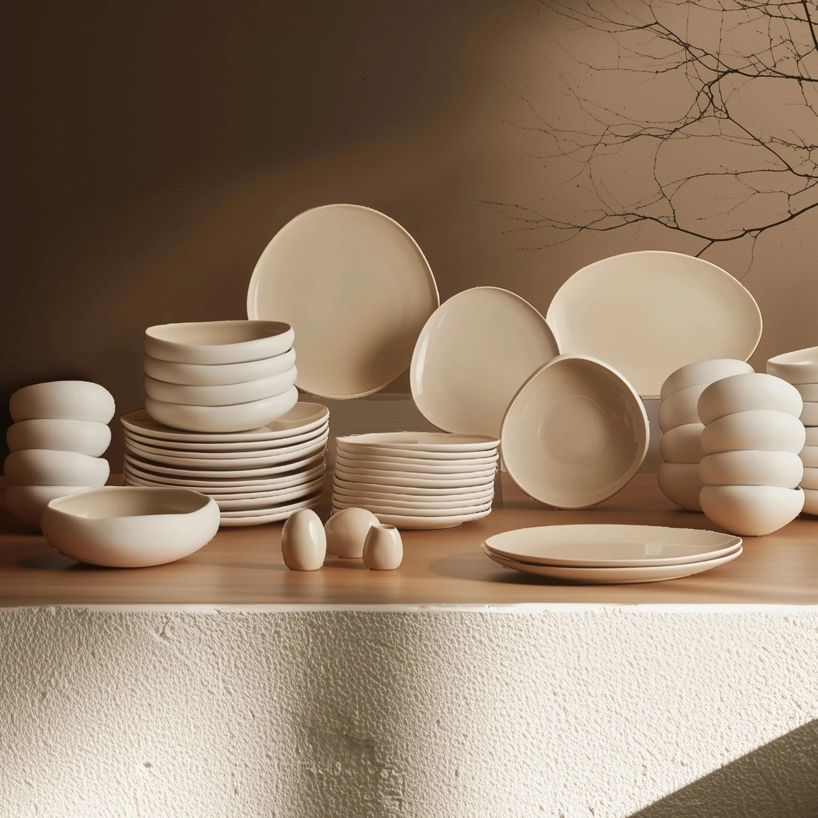 Karaca Earth Collection Cupid Ensemble de Vaisselle 55 Pièces pour 12 Personnes