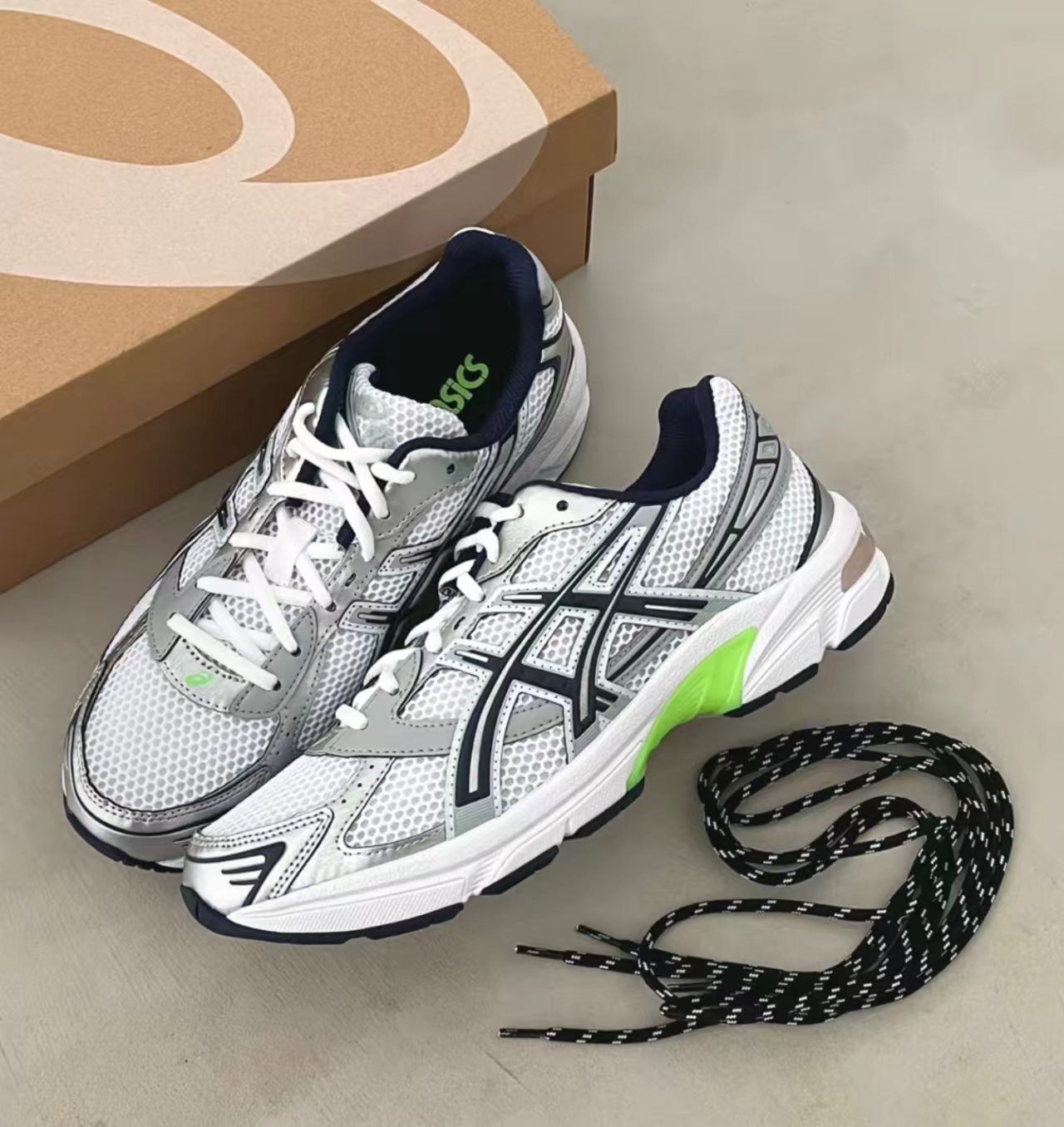ASICS Gel-1130 White Silver Black Lime Green