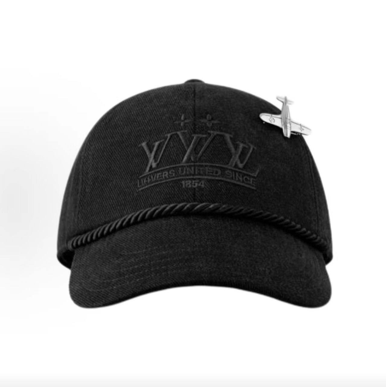 Louis Vuitton Black Aviation Airplane Pin Rope Detail Baseball Cap