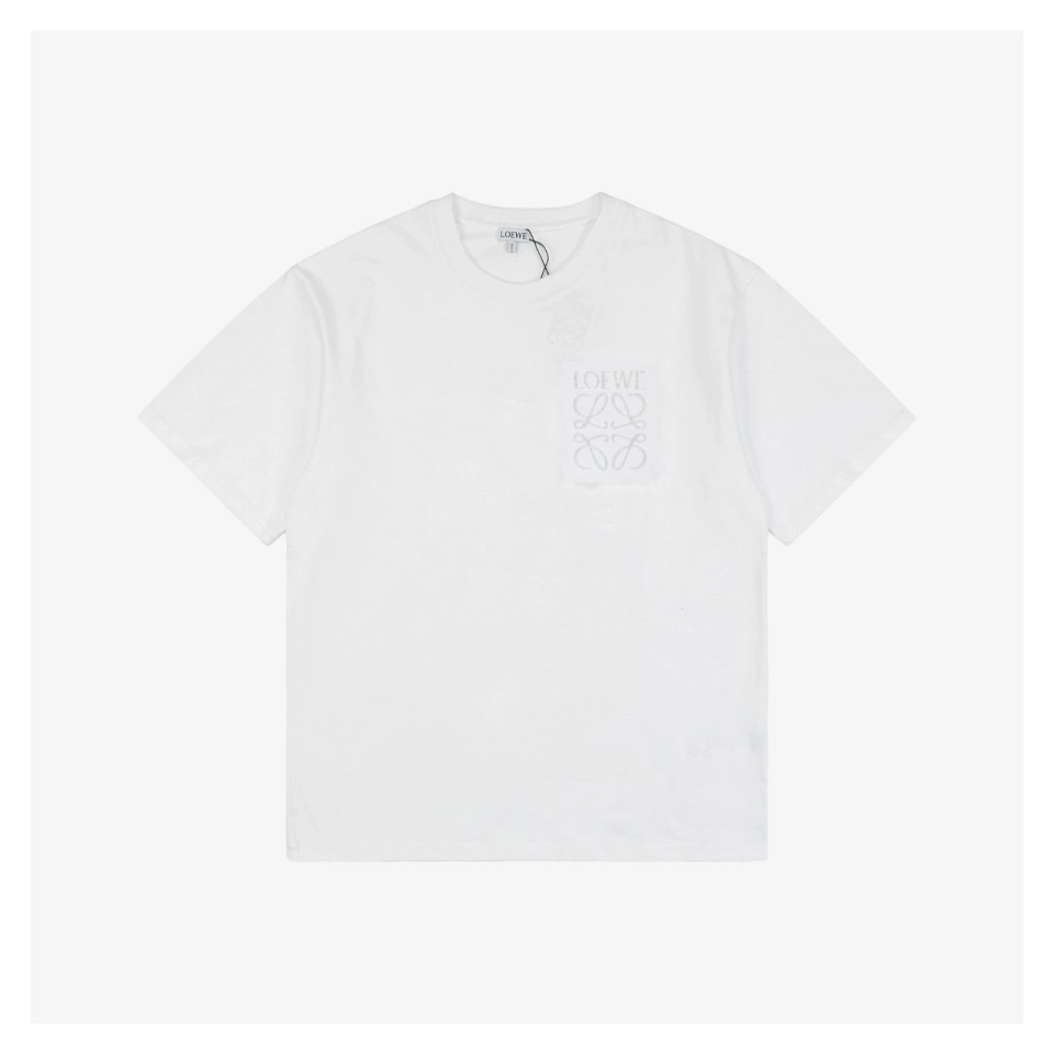 L Woven Floral Logo Faux Pocket Embroidered T-Shirt (Black/White)