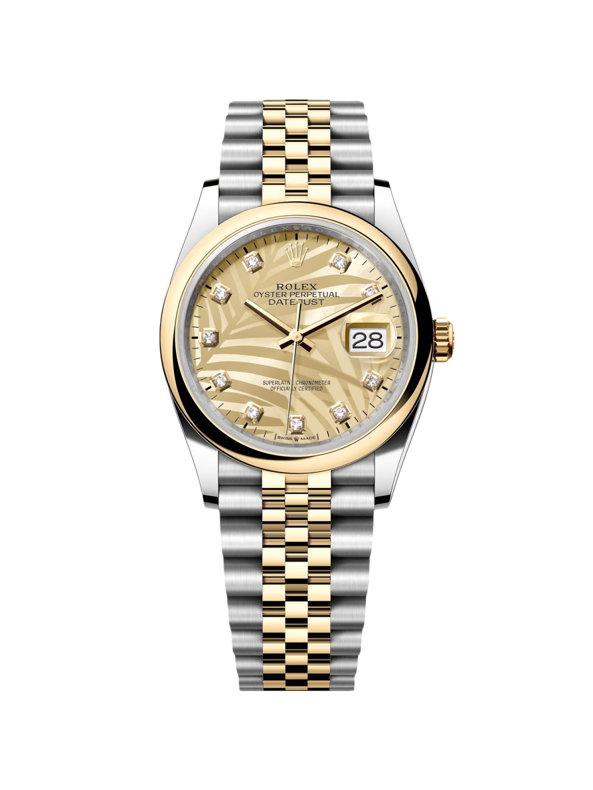 [2026 Mirror Grade]RLX  Datejust 36mm 126203 Golden Palm Dial Domed Bezel Oyster Bracelet
