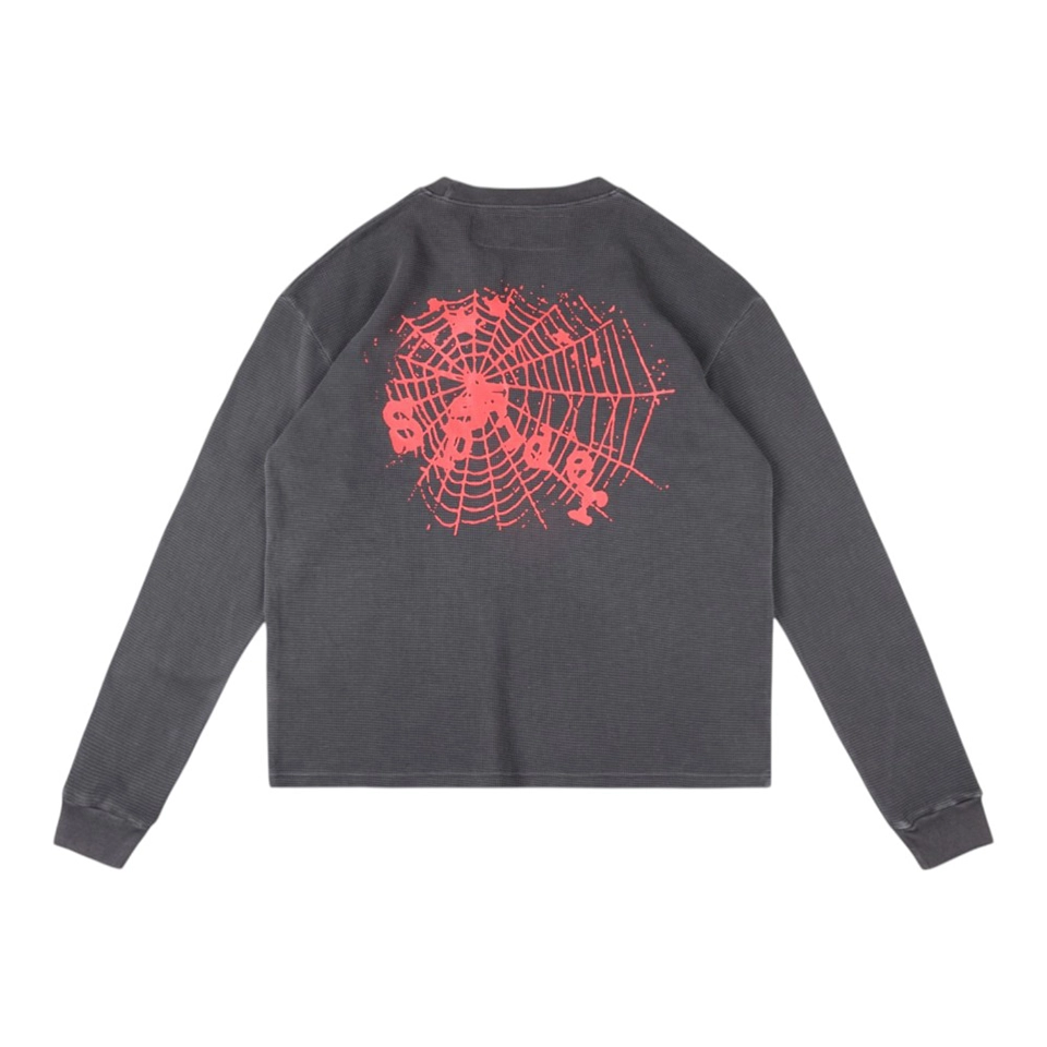 Sp5der Grey Red Spider Web Graphic Shirt