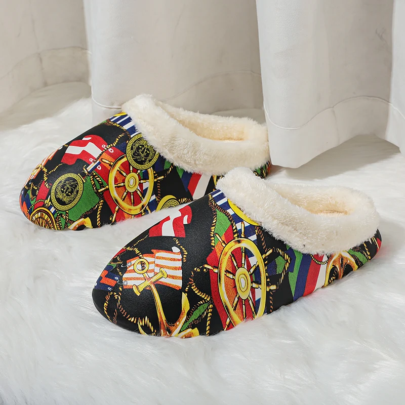 Men Slippers Men Casual Thick Bottom Winter Footwear Plus Velvet Keep Warm Lightweight Flexible Hiking Waterproof Comfortable