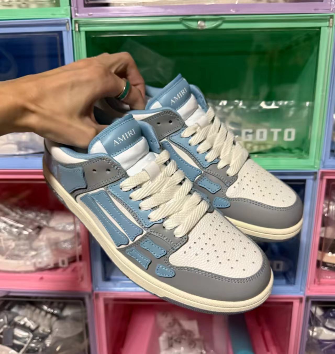 Amiri Skel Top Low Grey Light Blue