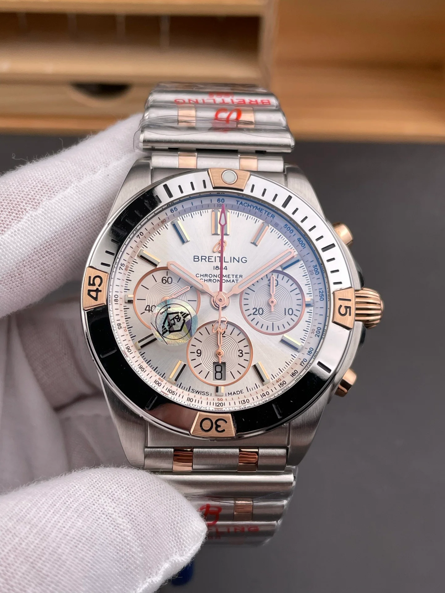 Chronomat B01 Two-tone Rose Gold Silver Dial