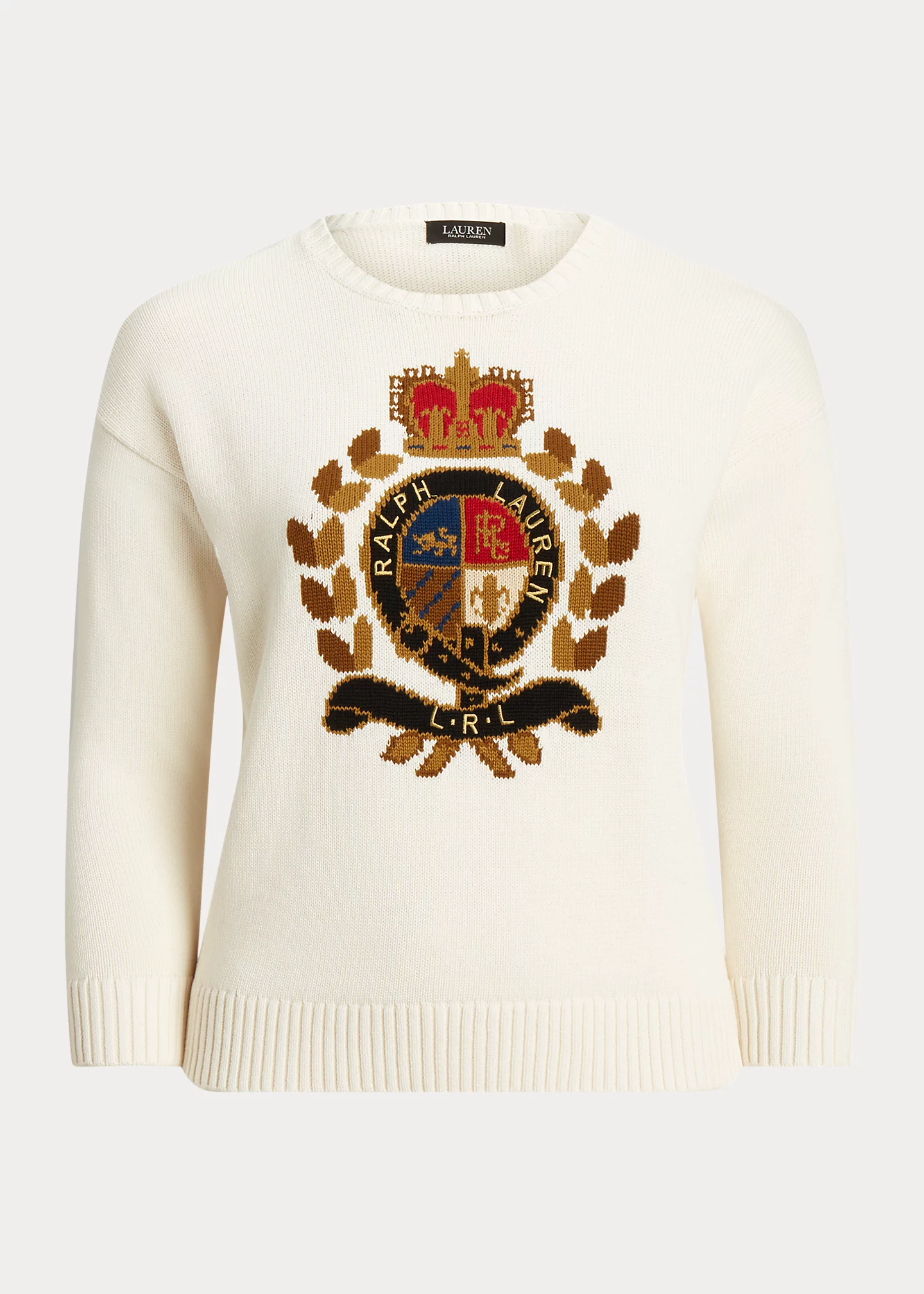 Intarsia-Knit Crest Cotton-Blend Sweater