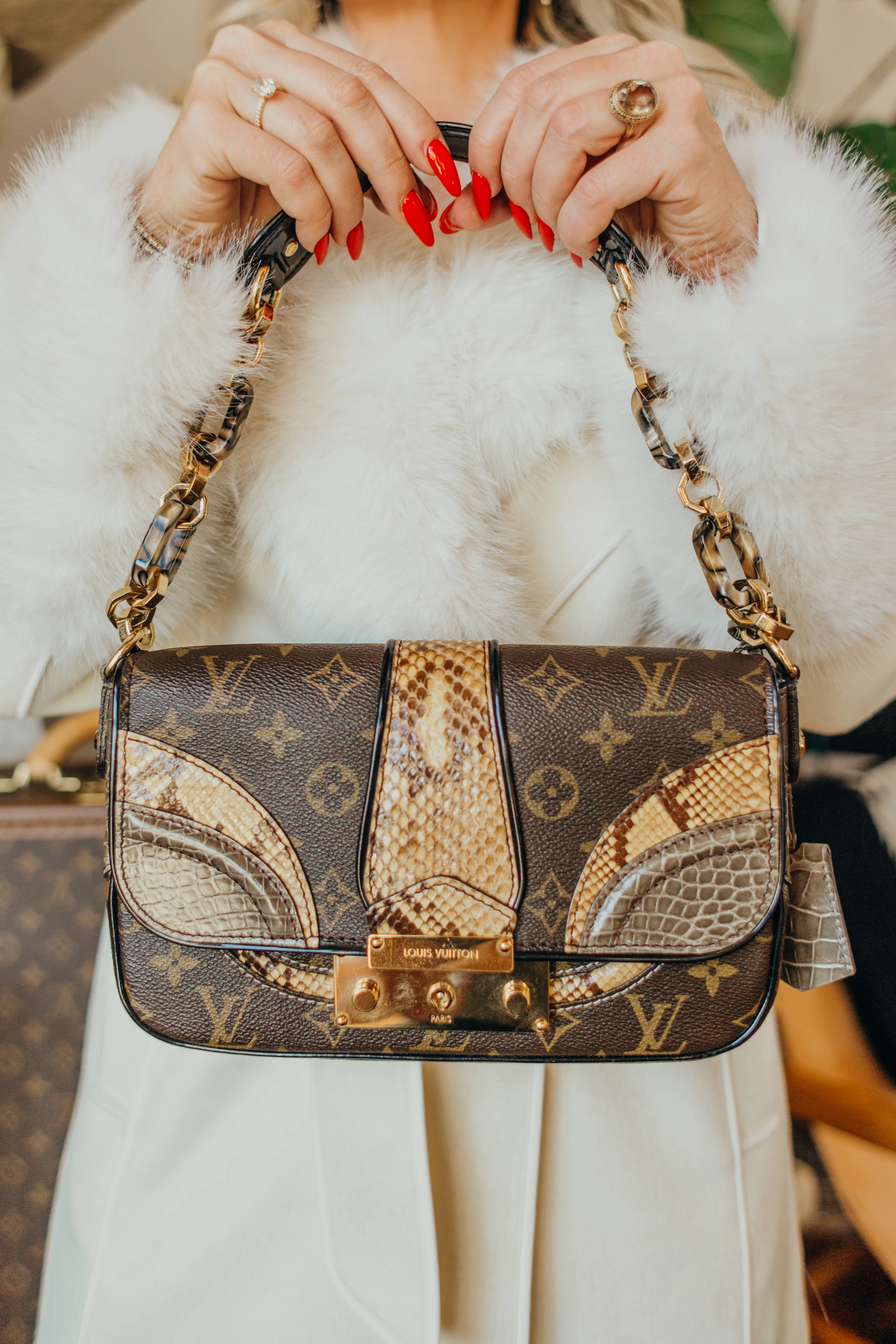 Monogram Alligator Python Shoulder Bag