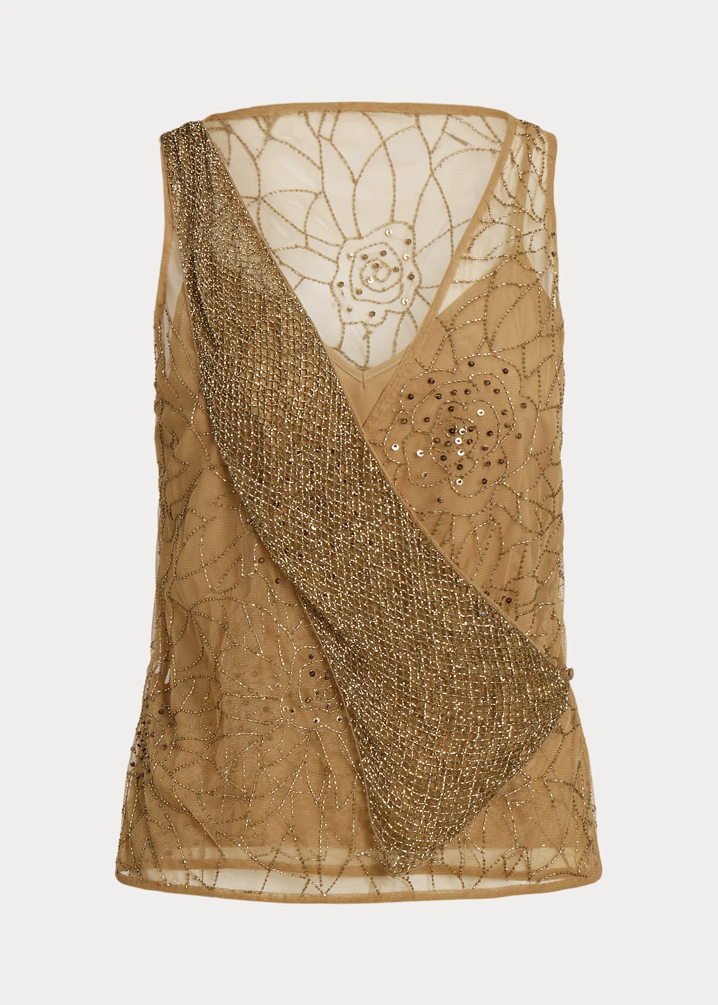 Beaded Tulle Sleeveless Blouse