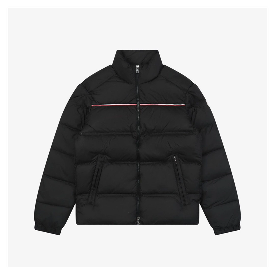 Mxxcler Bouvaque Tricolor Stripe Stand Collar Down Jacket (White/Black)