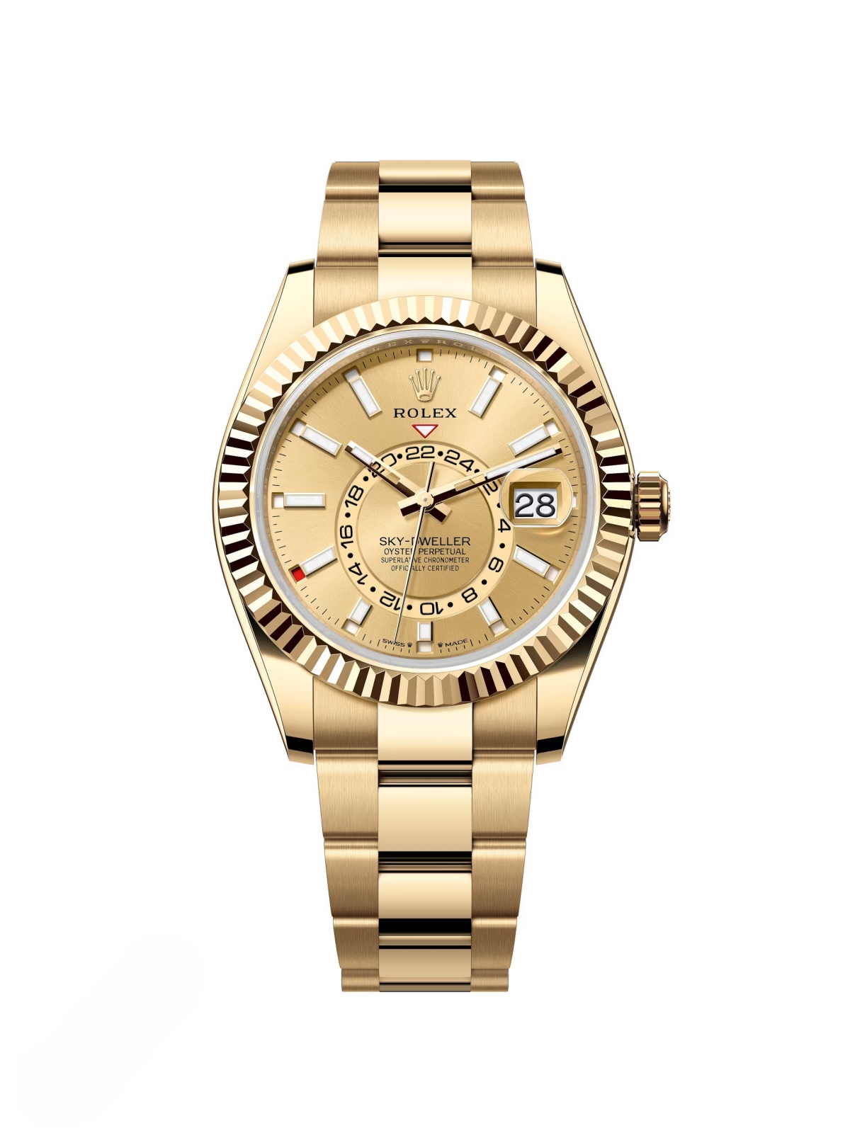 [2026 Mirror Grade]RLX  Sky-Dweller 42mm Yellow Gold Champagne Dial Jubilee - 336938