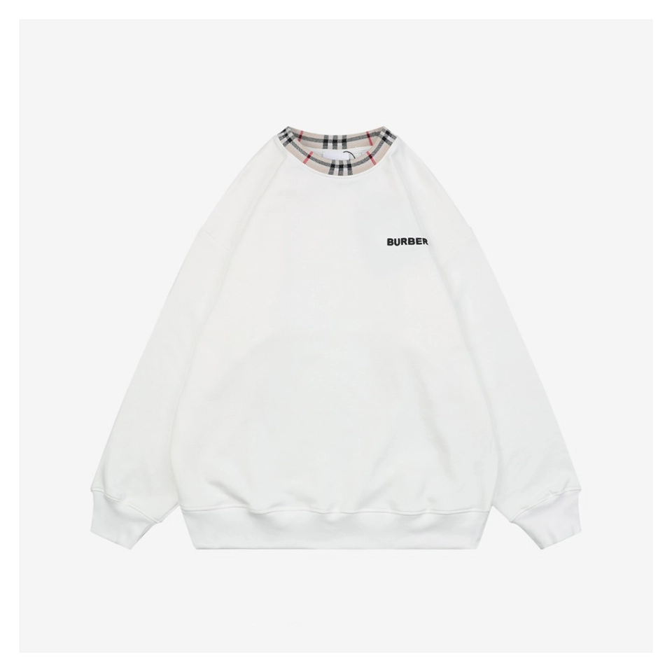 BBry Plaid Collar Logo Embroidered Crewneck Sweatshirt (Black/White)