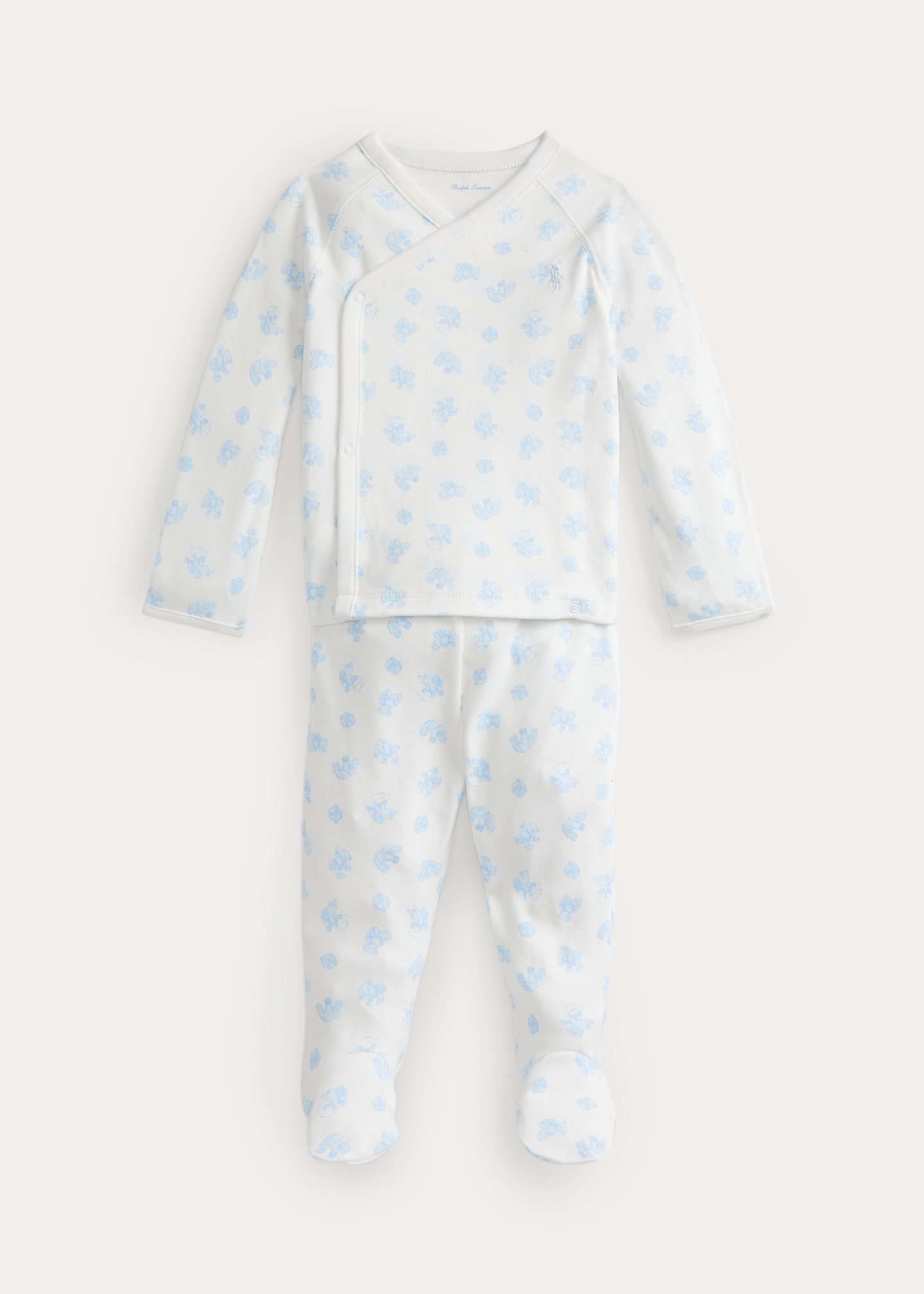 Bear-Print Cotton Top & Pant Set