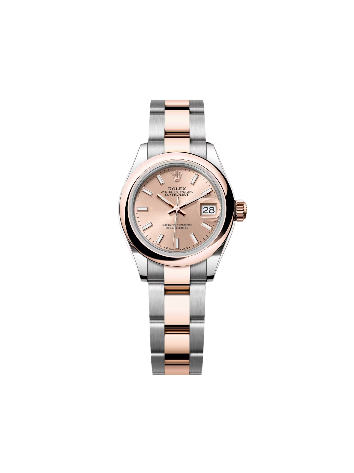 [2026 Mirror Grade]RLX Lady-Datejust 28mm  279161 Rose Stick Dial, Two Tone Stainless Steel & 18K Rose Gold Oyster Bracelet Women's Watch