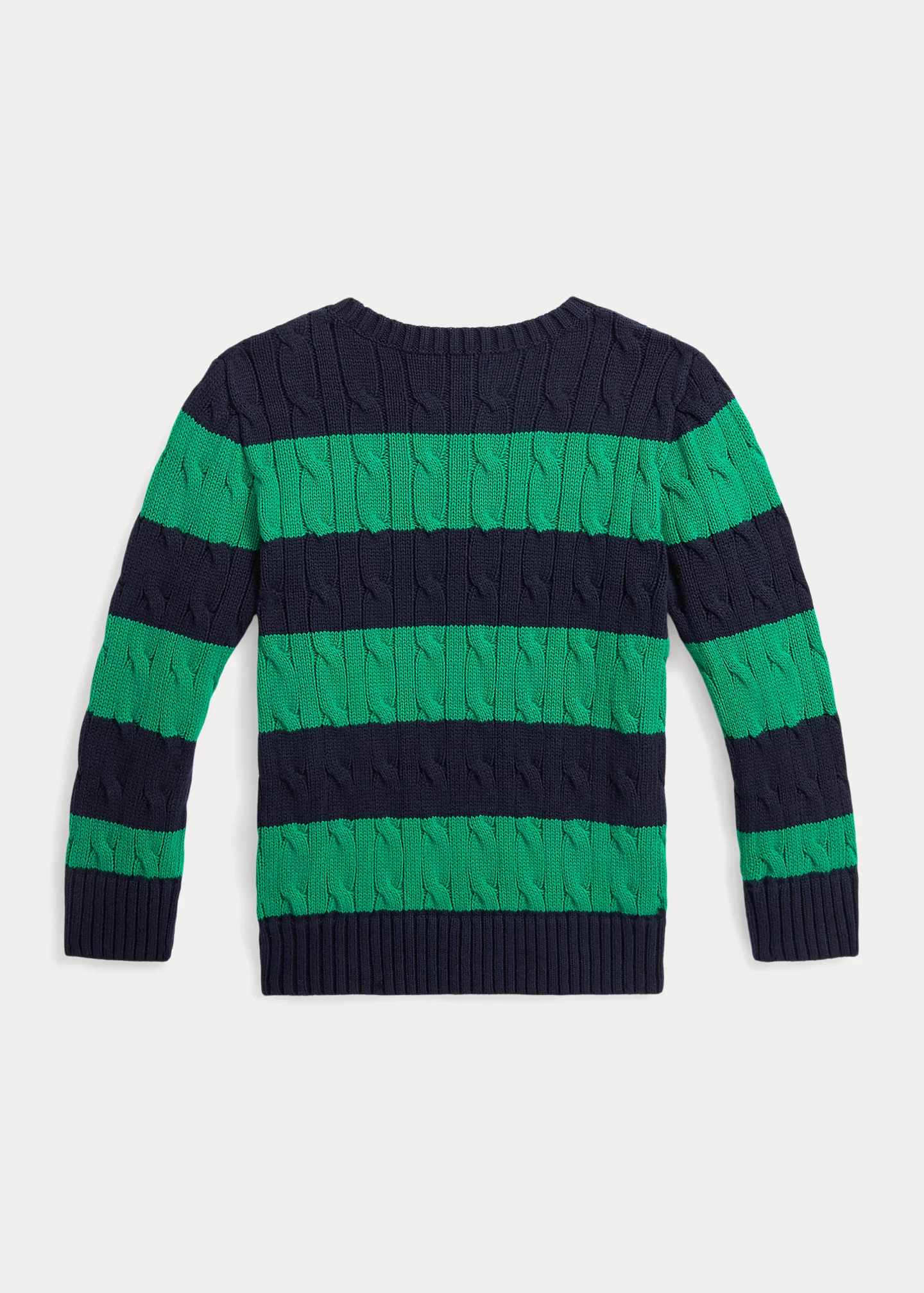 Striped Cable-Knit Cotton Sweater