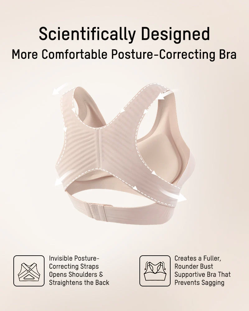 Front Closure Cross-Back Wireless Posture Bra