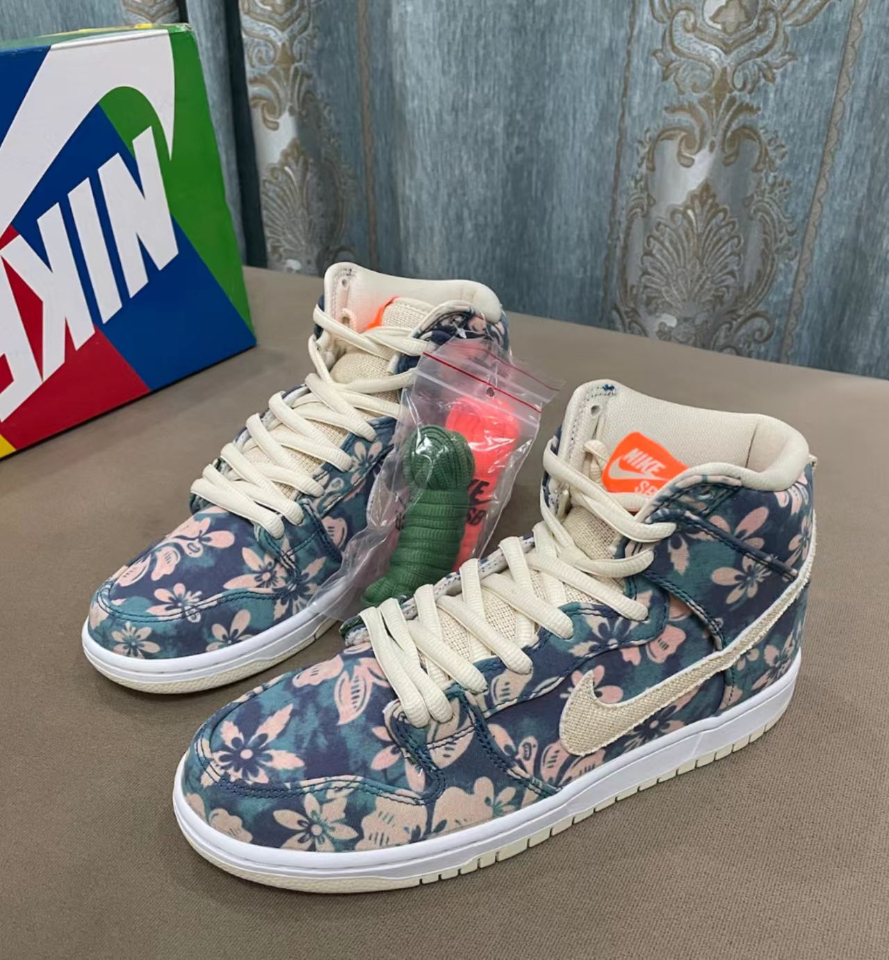 Nike Dunk High Teal Pink Floral Canvas