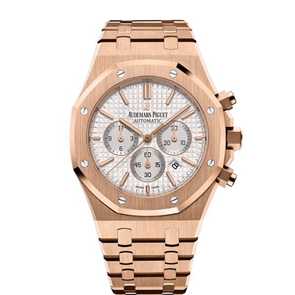 [2026 Mirror Grade]Audemars Piguet Royal Oak Chronograph Silver Dial 41mm 18k Rose Gold Watch 26320OR.OO.1220OR.02