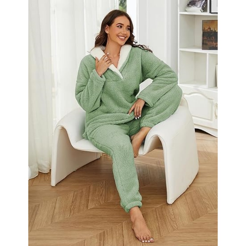 Womens Fluffy Pajamas Set