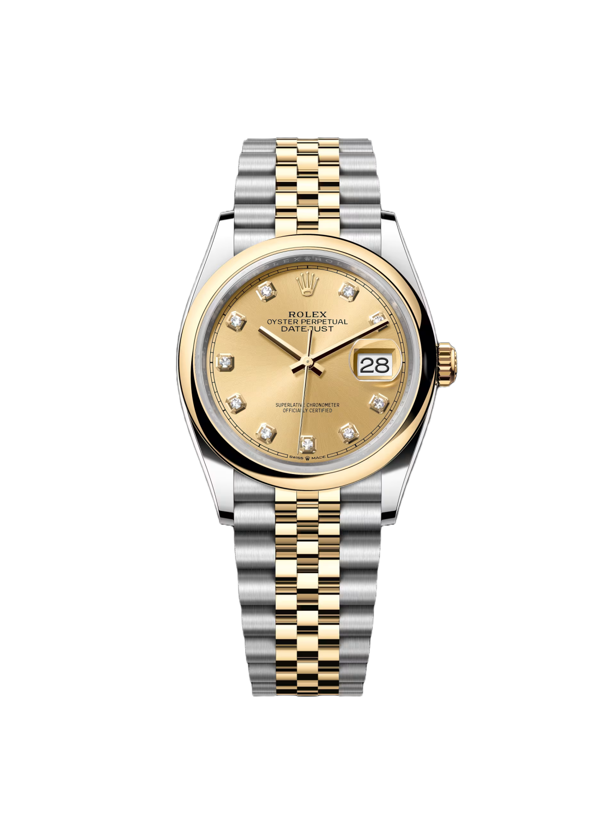 [2026 Mirror Grade]RLX  Datejust 36mm 126203 Champagne Set with Diamonds Dial Domed Bezel Oyster Bracelet