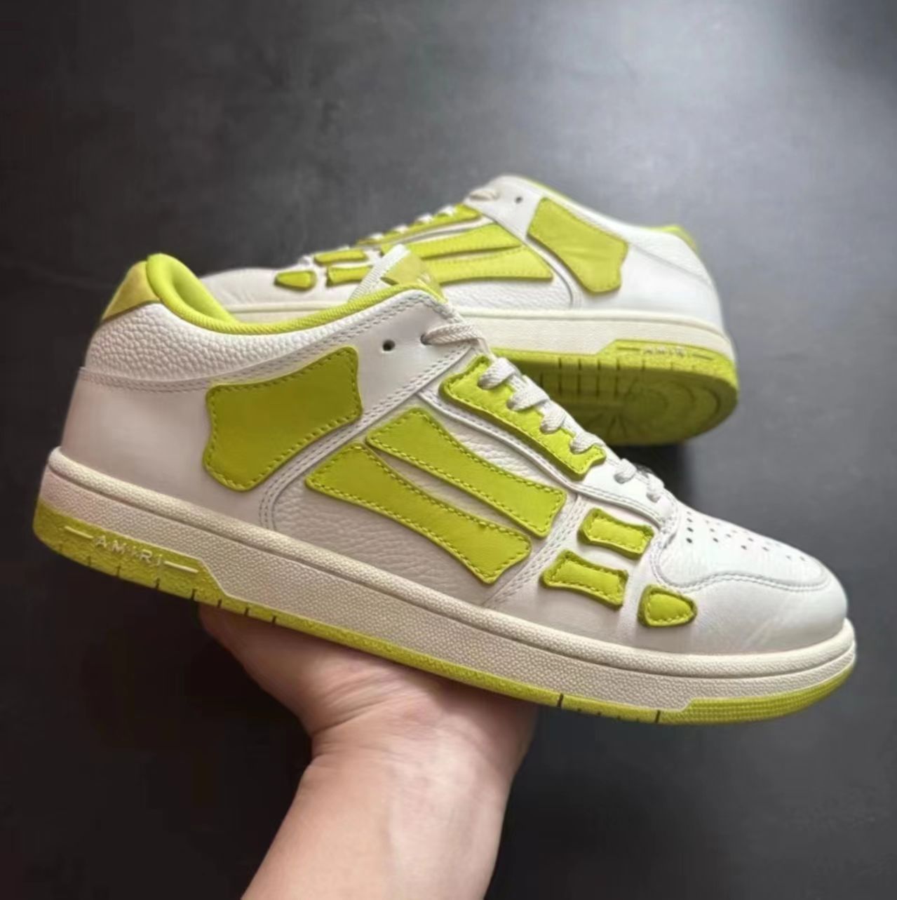 Amiri Skel Top Low White Lime Green