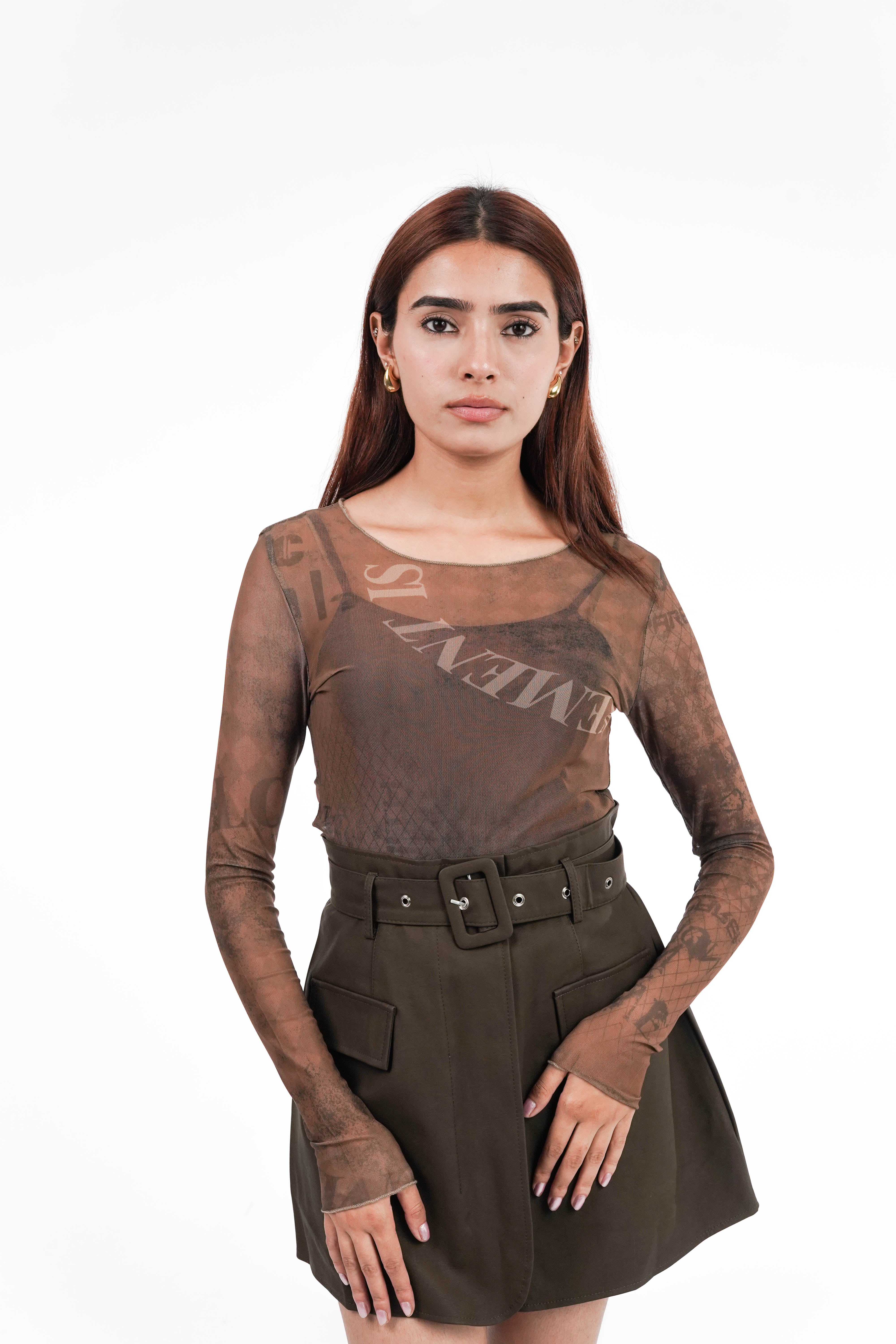 Cocoa Breeze Mesh Top