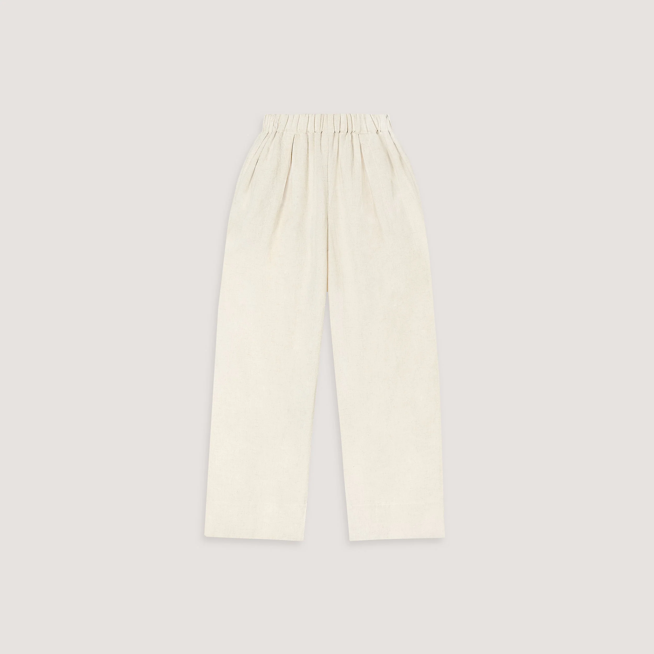 Linen Blend Wide-Leg Pants - Cream