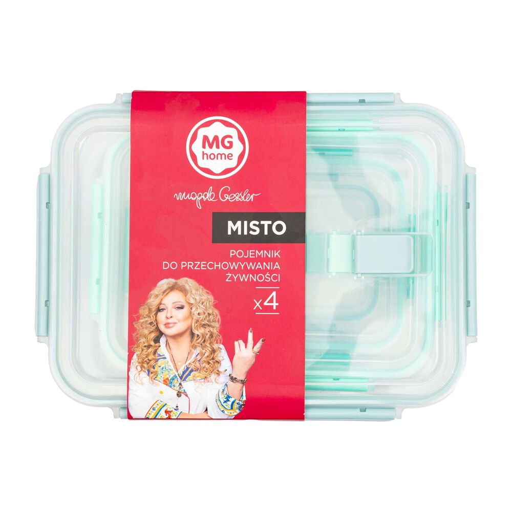 MG HOME Zestaw 4 pojemników na żywność, MG Home Misto, prostokątne, zielone