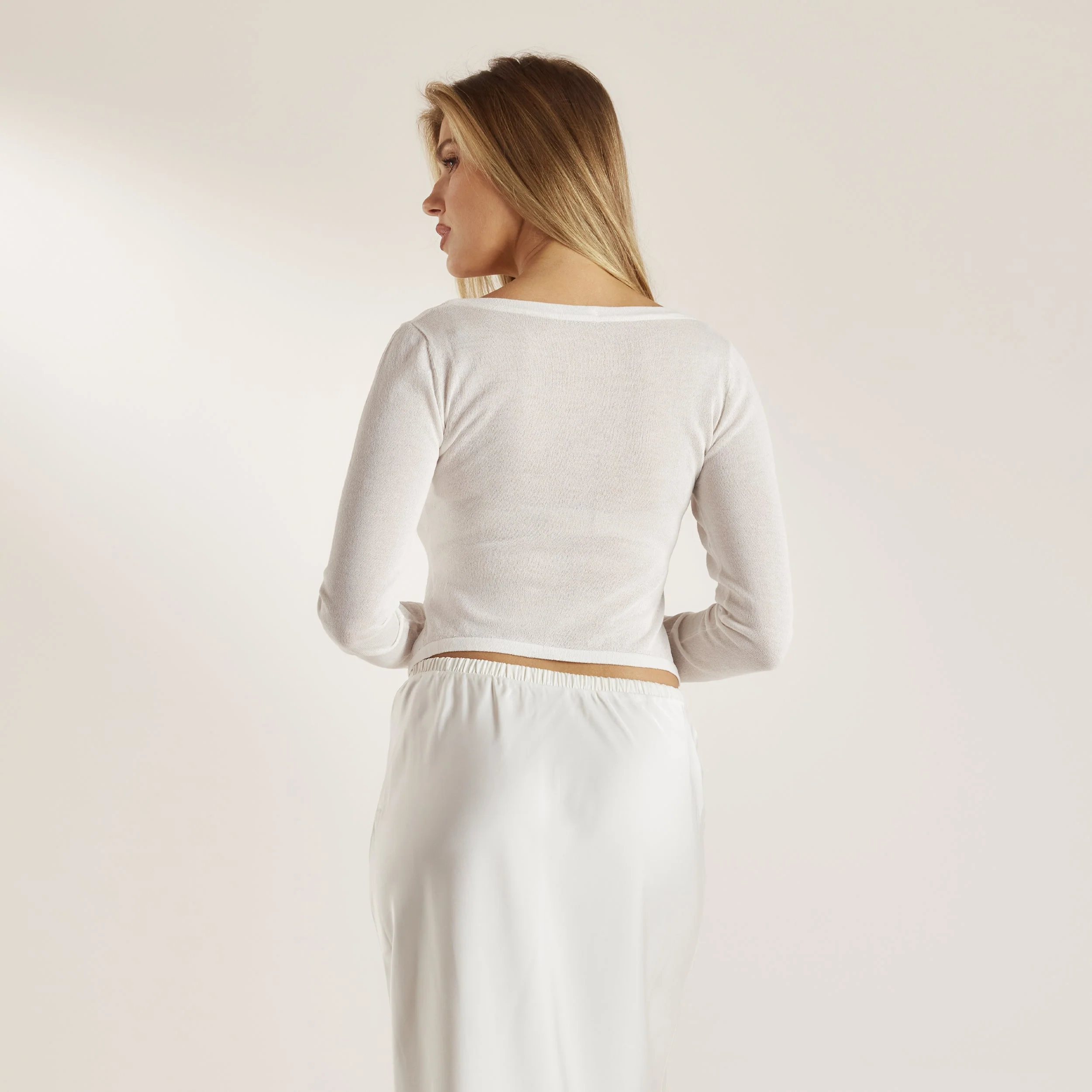 Sheer Knitted Cardigan - Off White