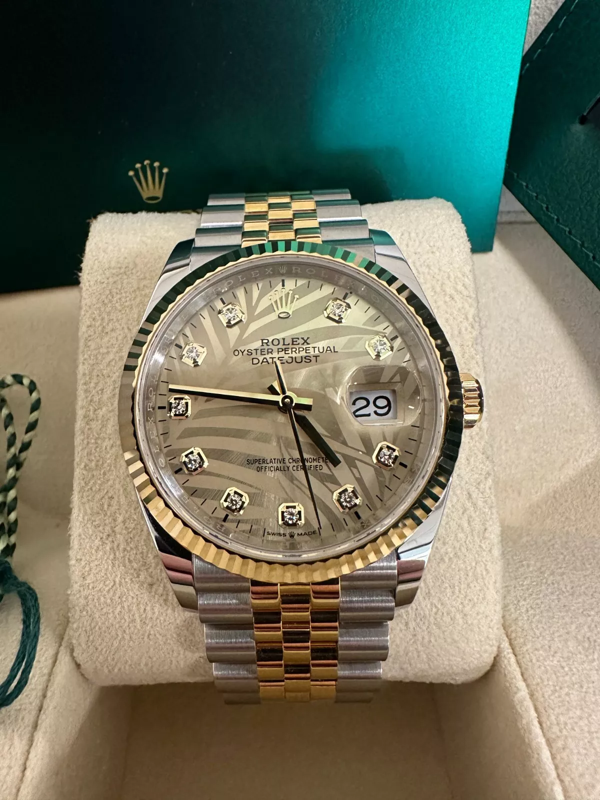 [2026 Mirror Grade]RLX  Datejust 36mm 126233-0043 Champagne Palm Motif Diamond Dial and Jubilee Bracelet Watch