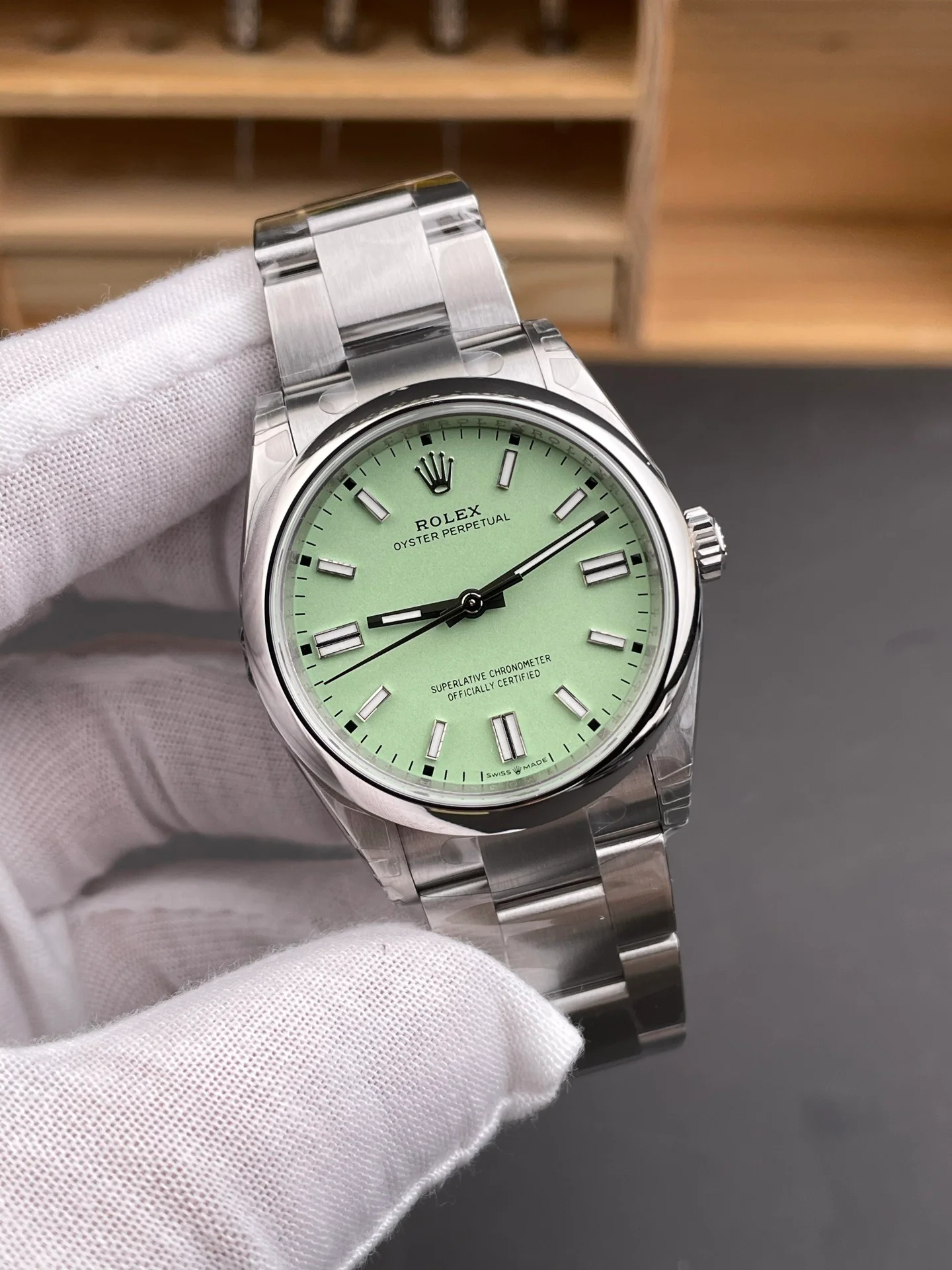 Light Green Oyster Perpetual Pistachio Green Dial