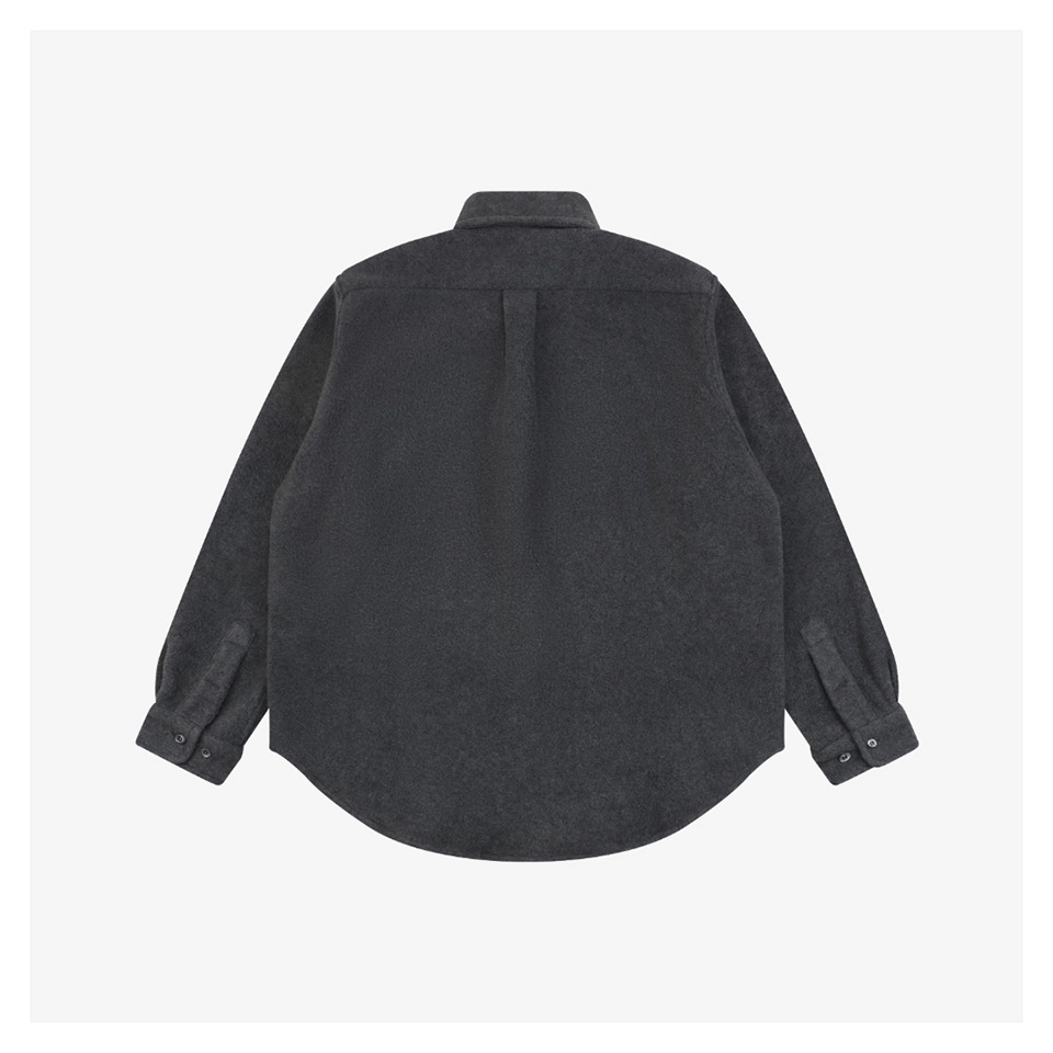 MM Logo Embroidered Suede-Finish Shirt Jacket