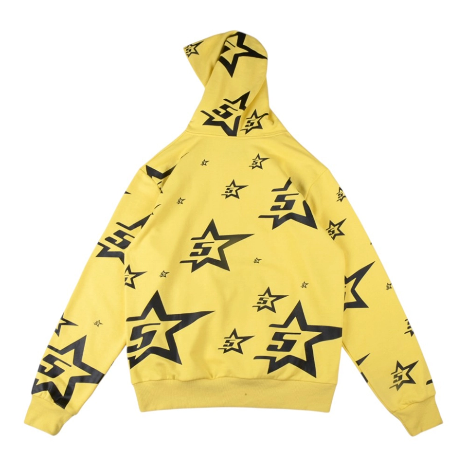 Sp5der Yellow 5 Star Zip Hoodie