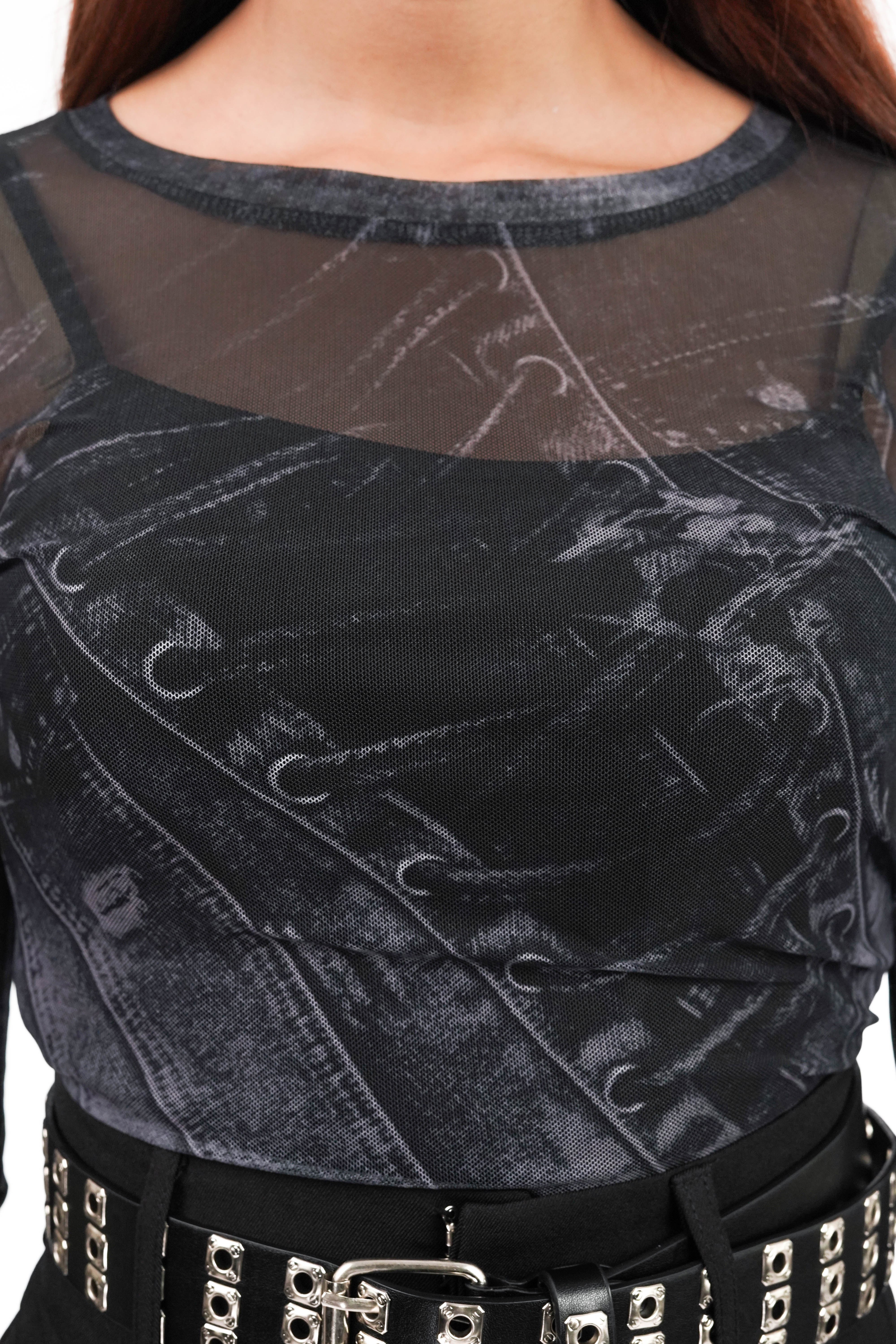 Black Grunge Mesh Top