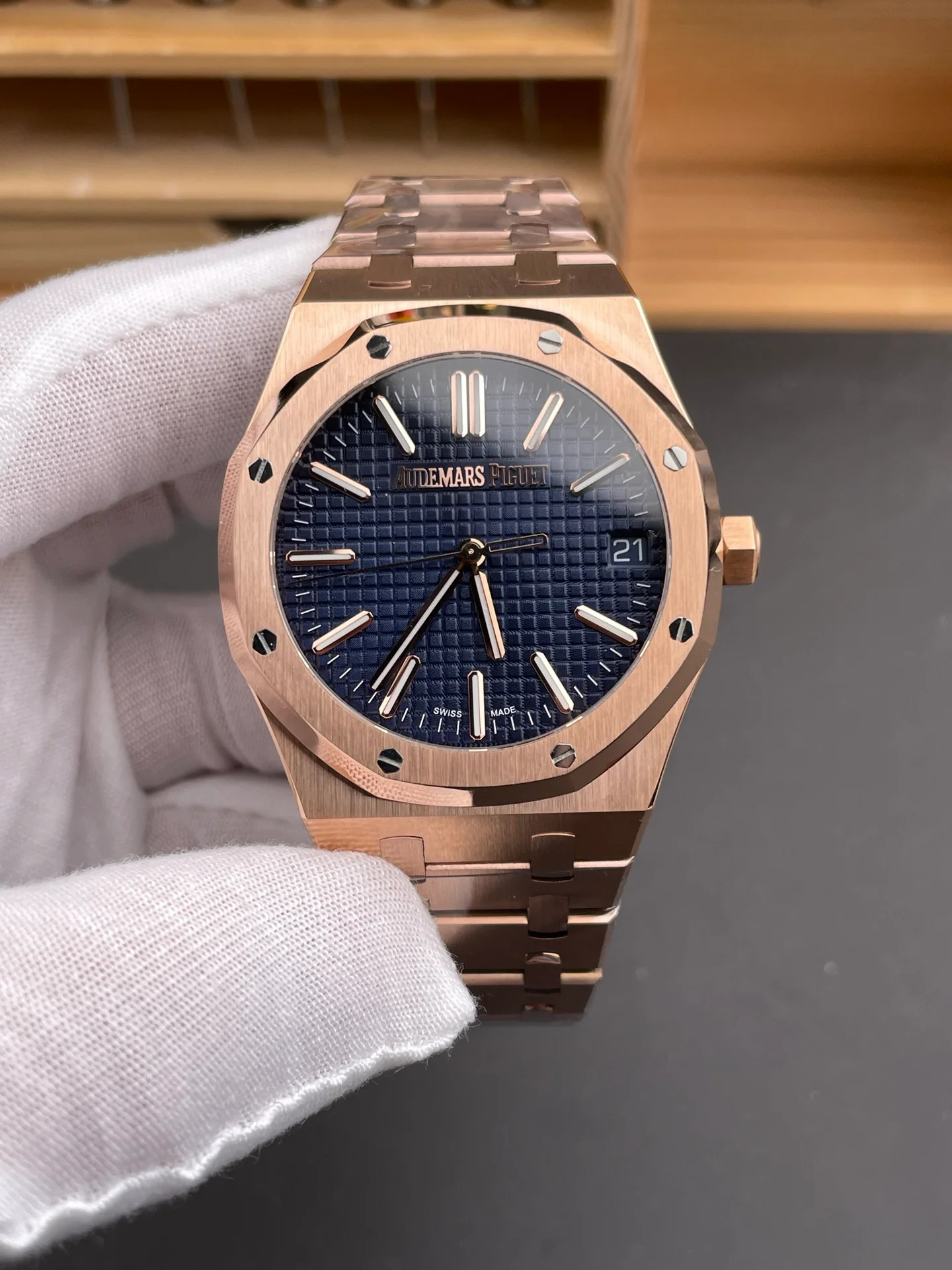 Royal Oak 15510 Rose Gold Blue Dial