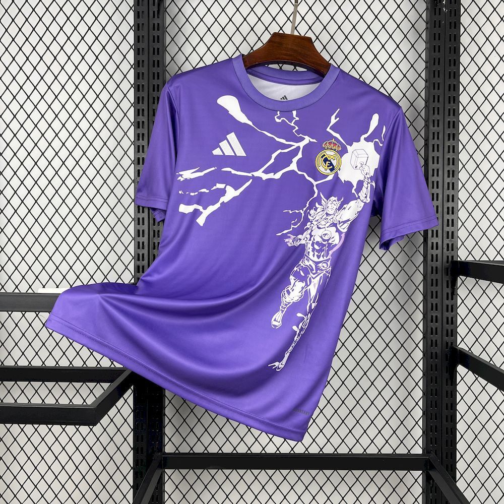 Real Madrid Soccer Jersey Pre-Match Marvel Custom Shirt 2025/26