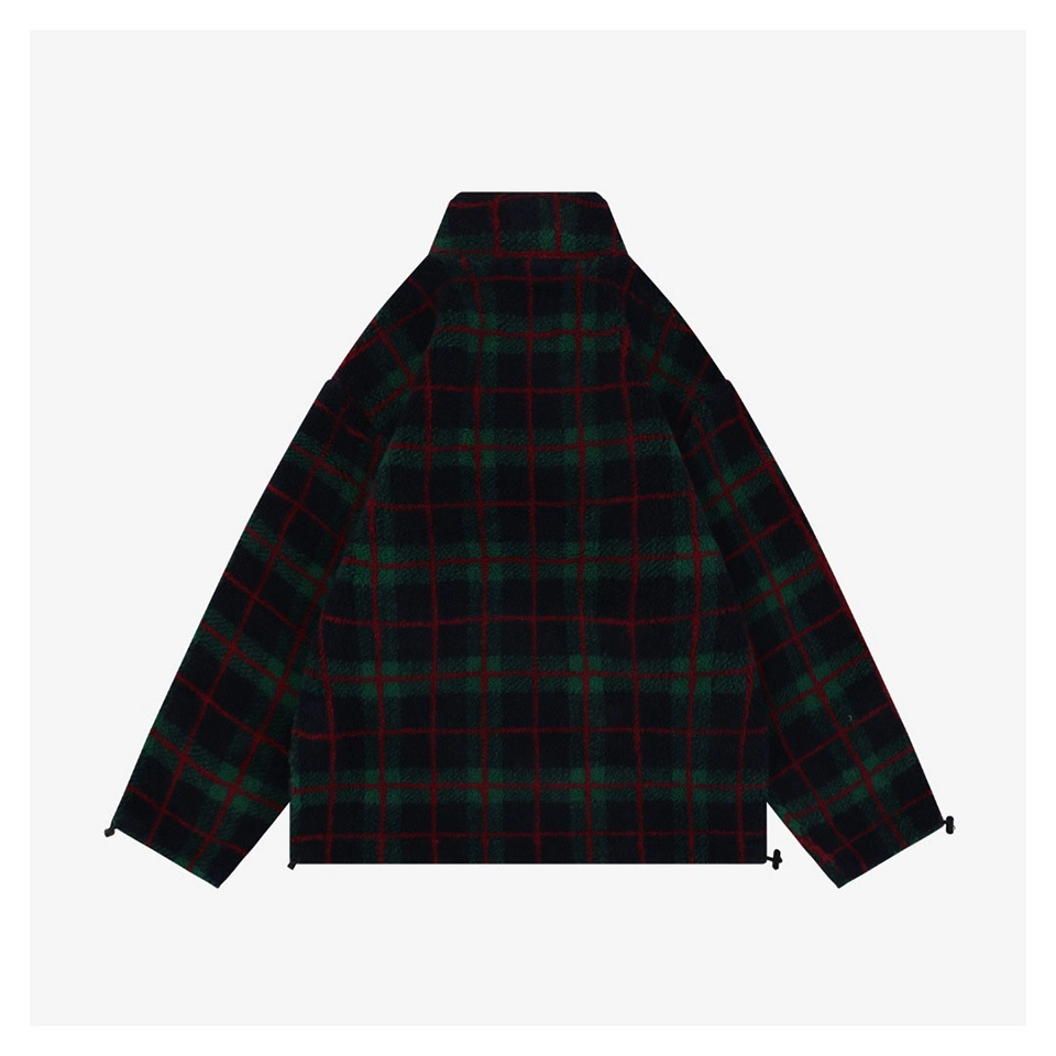 MM Plaid Shearling Jacket – Green Red