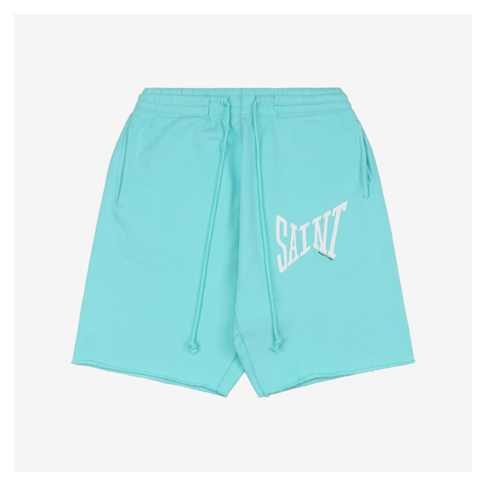 Saint Michael Street Font Print Shorts (Black/Blue)