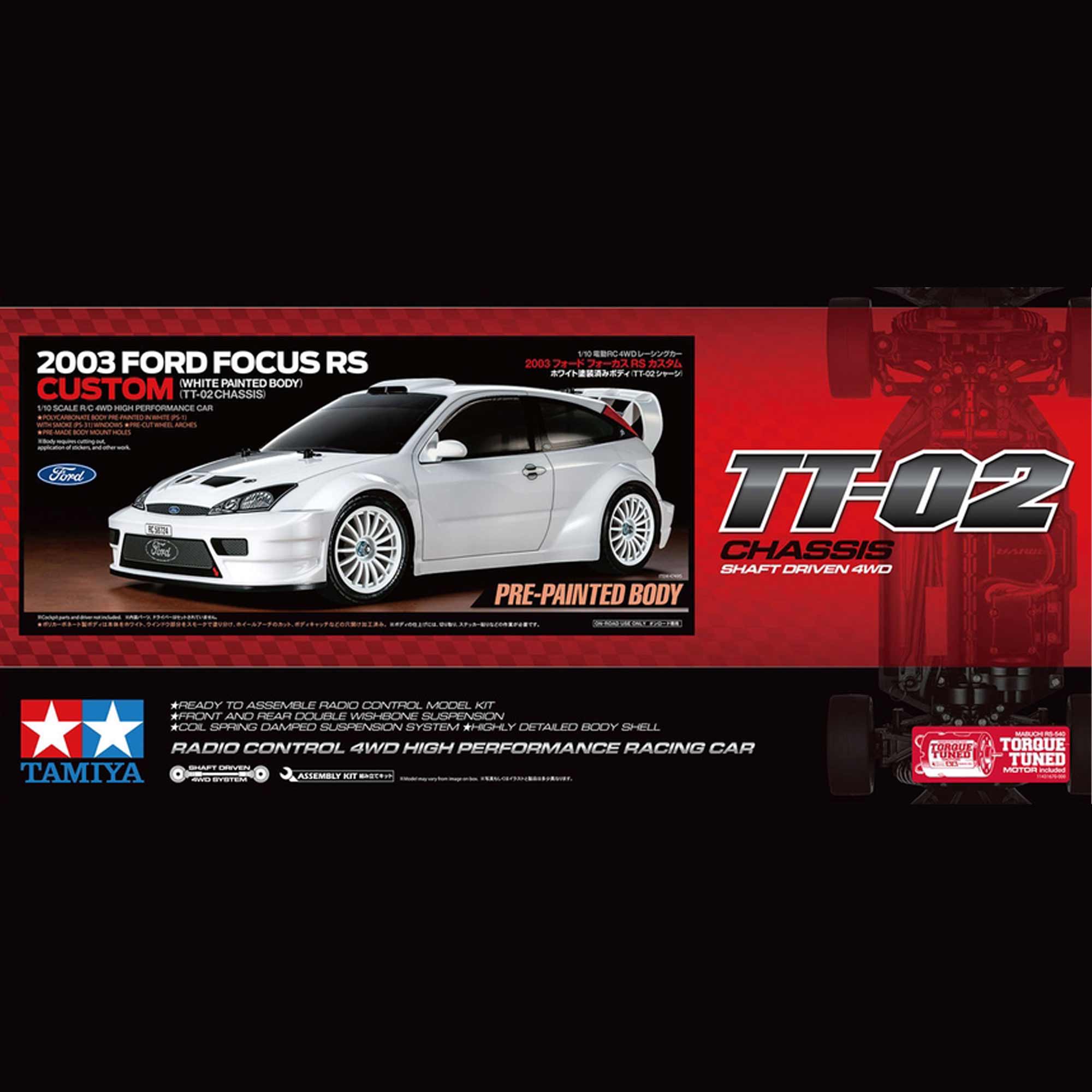 1/10 2003 Ford Focus RS Custom TT-02 Kit, White Painted Body