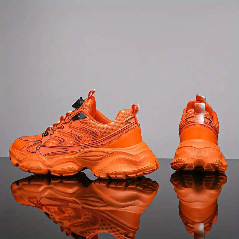 Casual Sneakers – Breathable Mesh & PU Upper with Rotary Buckle Closure