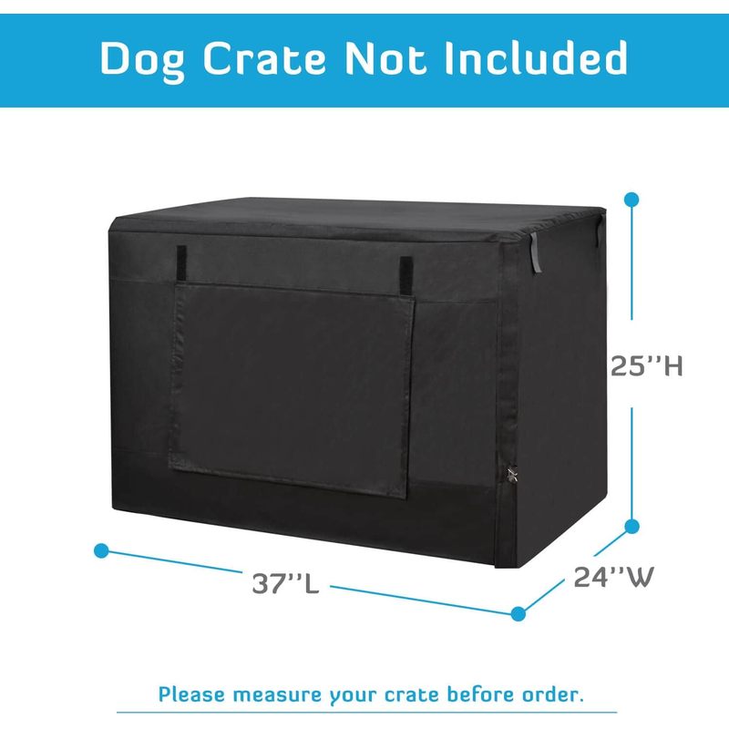 Dog Crate Cover 36 Inch Kennel for Medium Dog, Heavy Duty Oxford Fabric, with Double Door, Pockets and Mesh Window (37L x 24W x 25H, Black)