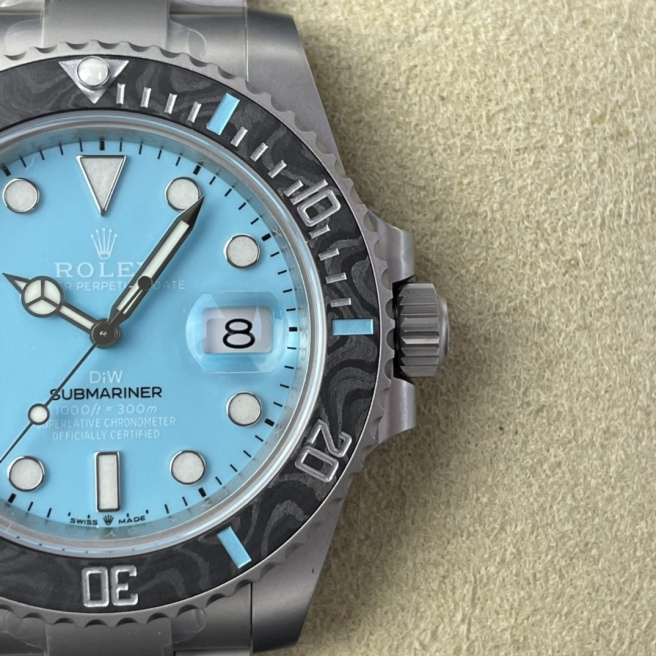 [2026 Mirror Grade]Rolex Submariner Sandblasted DIWF Edition Carbon Bezel Ice Blue Dial