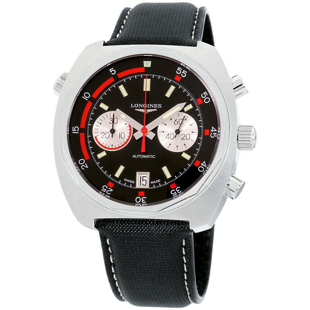 [2026 Mirror Grade]Longines Men's L2.796.4.52.0 Heritage Chronograph Black Canvas Watch