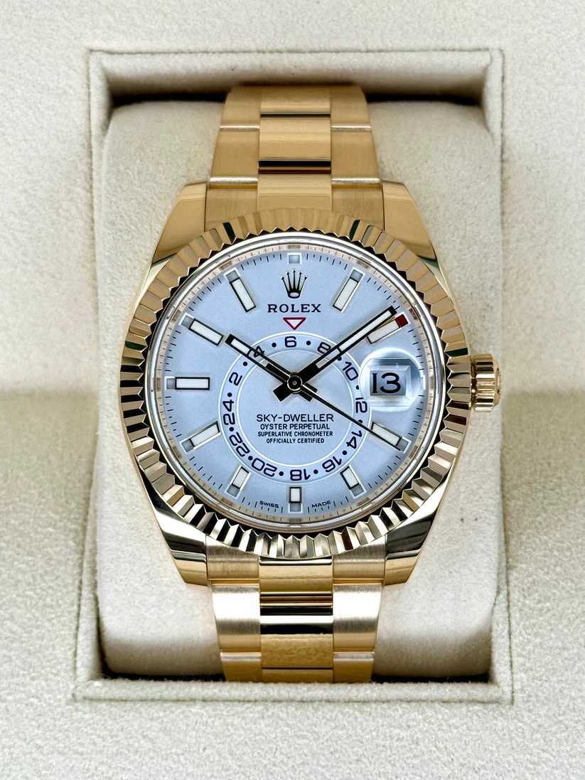 [2026 Mirror Grade]RLX  Sky-Dweller 42mm Yellow Gold White Dial Oyster - 336938