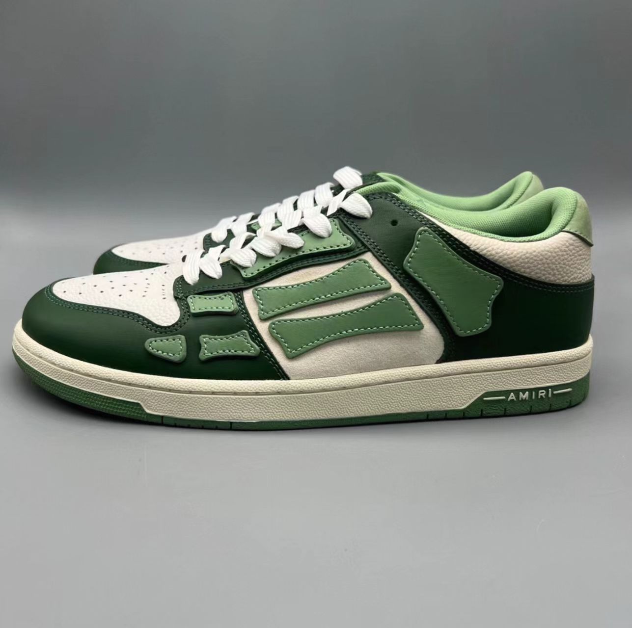 Amiri Skel Top Low Two Tone Green White