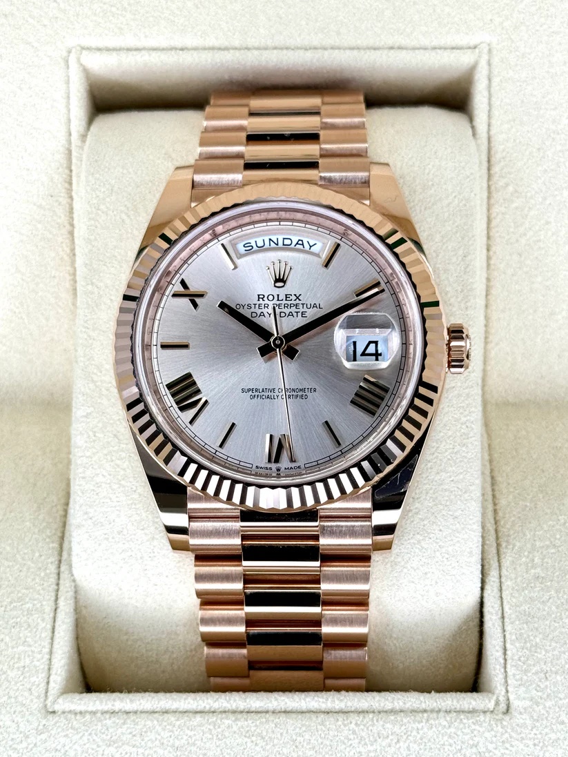 [2026 Mirror Grade]RLX Day-Date President 40mm Everose Gold Sundust Roman Dial - 228235