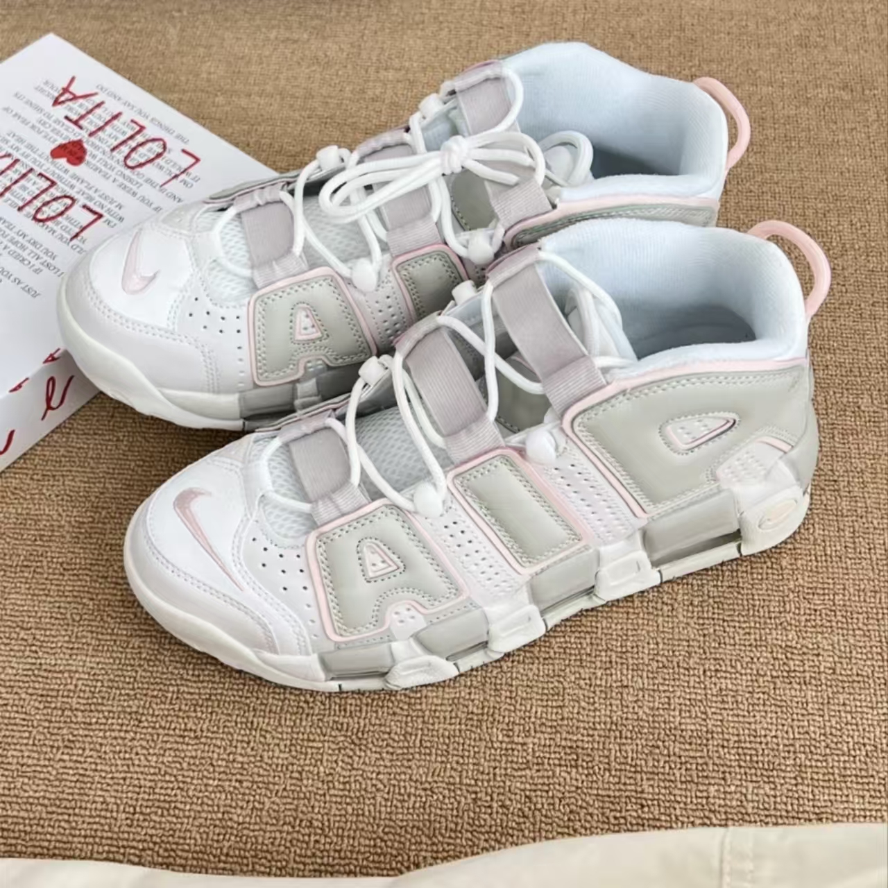 Nike Air More Uptempo White Grey Pink